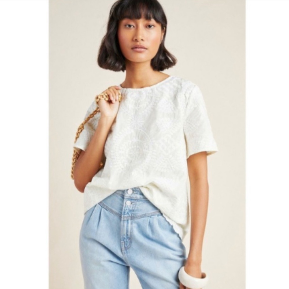 🎉HP!🎉 NWT Eri + Ali Anthropologie Ivory Blouse